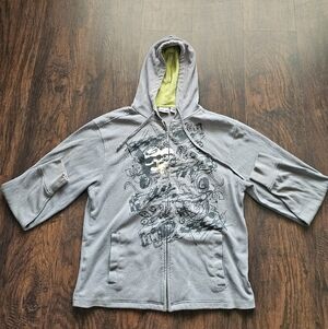 Y2K Gotcha Zip-up Hoodie Skulls Waffle Textured